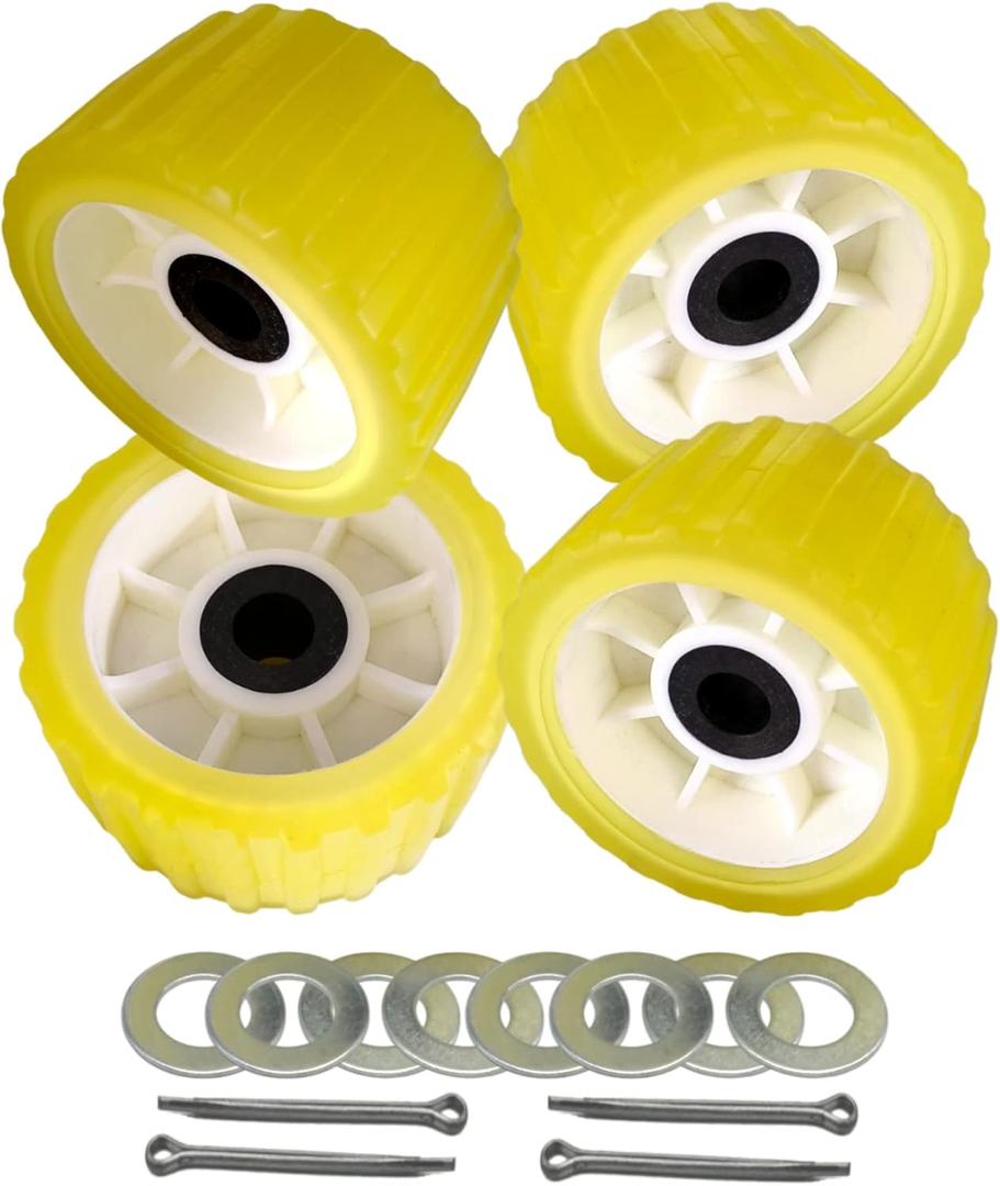 4 Pcs 5" X 3" Boat Trailer Wobble Rollers Polyurethane Mounting Hole Diameter 4/5" 4 Pcs 5" X 3" Boat Trailer Wobble Rollers Polyurethane Mounting Hole Diameter 4/5"