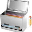 Stainless Steel Pencil Dispenser/Pen Holder for Classroom Home Restaurant for Bulk Pencils Storage/Unwrapped Drinking Straws Storage (Silver)