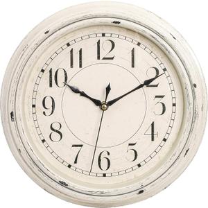 Peohud Silent Wall Clock, 12 Inch Vintage Non Ticking Quartz Battery Operated Round Clock, Rustic Wall Clock for Living Room Kitchen Home Office Classroom School