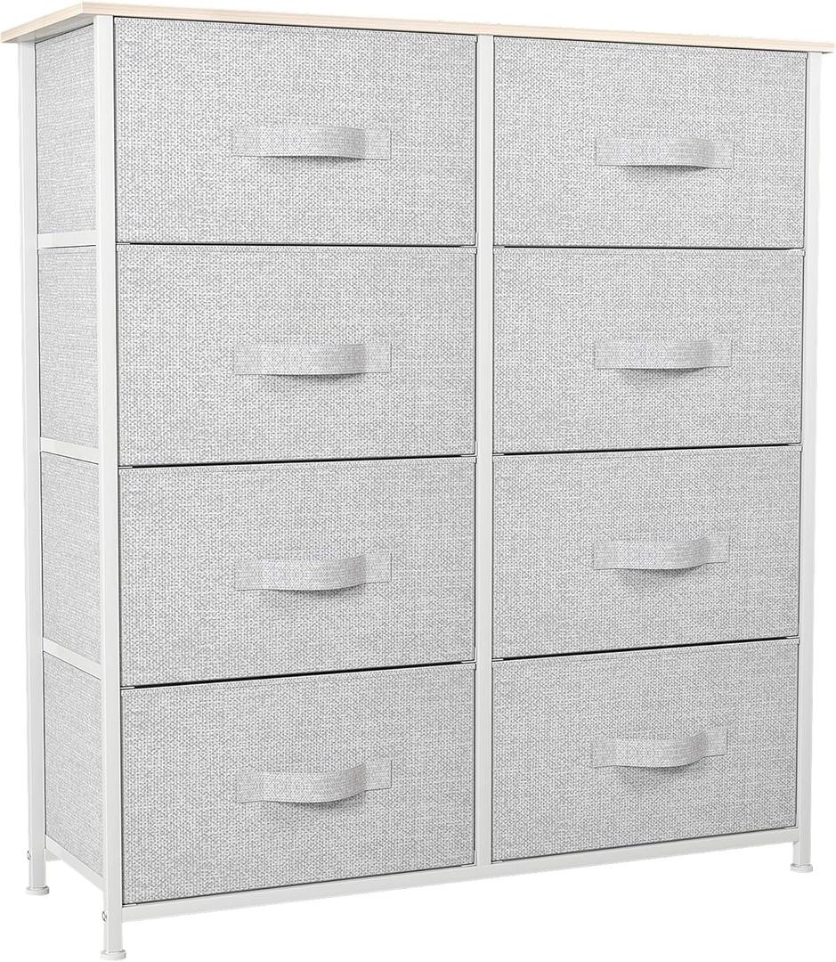 YITAHOME 8 Drawers Dresser - Fabric Storage Tower, Organizer Unit for Bedroom, Living Room & Closets - Sturdy Steel Frame, Easy Pull Fabric Bins & Wooden Top (Light Grey(new 2025))