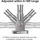 Premium Flag Pole Kit - T304 Stainless Steel 180Adjustable Flag Bracket, Thicker 6 Ft Flag Pole with Aluminum Alloy Rings - Durable, Wind Resistant, Rust Free, Silver