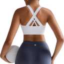 RUNNING GIRL Sports Bras for Women,Padded Strappy Sports Bras Criss-Cross Back Medium Support Sports Bras with Removable Cups M