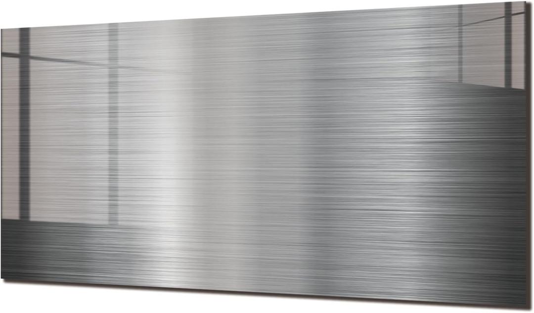 fzxwyishu Stainless Steel Image,Tempered Glass Backsplash For Kitchen Behind Stove,Easy to Clean Kitchen Sink Cover Splash Guard, Home Kitchen Dcor (30"x14"(76.2x35.56cm))
