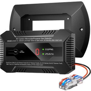 Dual CO/LP Alarm with Bracket - RV Carbon Monoxide and Propane Detector for Travel Trailer and Camper, Separated LED Indicator for Propane and CO, 85dB Loud Alarm - 12V DC RV Propane Gas Detector