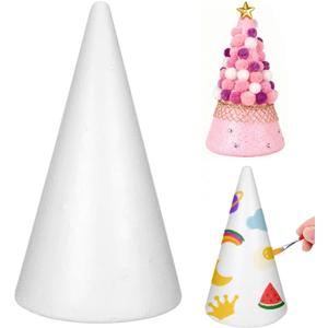 Holibanna Foam Cone Polystyrene Cone Shapes White Christmas Tree Crafts Table Centerpiece Props 1pc 13.6 X 7.7 Inch