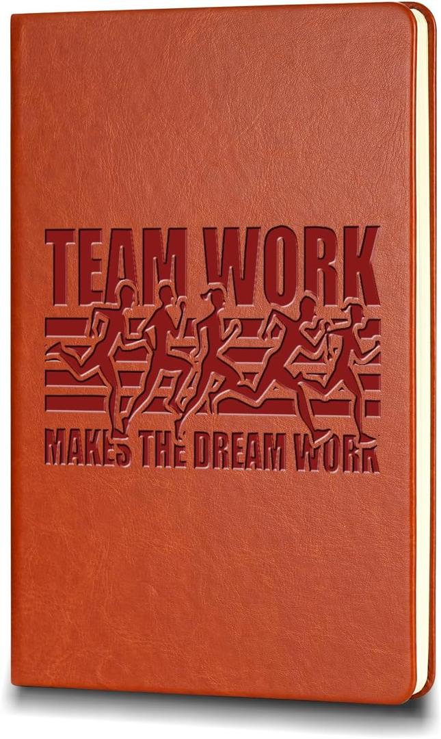 Running Gifts Leather Notebook for Men Women Marathon Runner Gift Journal Leather Notebook Marathon Runners Gifts (team work run)