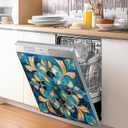 Animals and Scenery Dishwasher Magnet Cover Magnetic Sticker Decorative Refrigerator Wash Machine Magnet Cover Door Panels Home Cabinet Appliances Stickers (Blue, 23x26in)