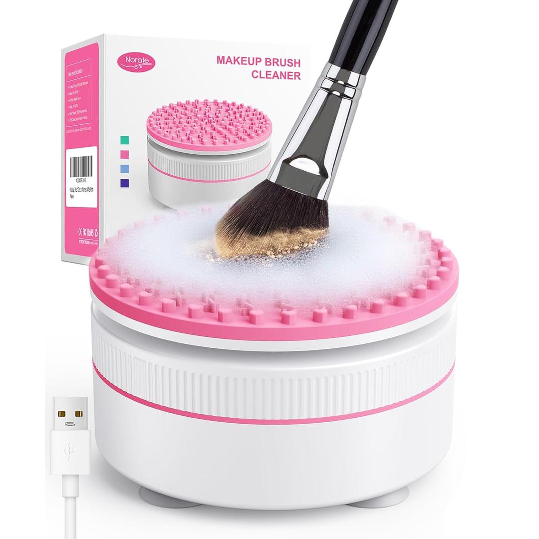 Norate Makeup Brush Cleaner, Electric Makeup Brush Cleaner Machine, Deep Clean Removes Residue from Makeup Brushes, Stocking Stuffers Christmas Gifts for Women Mom Teen Girls