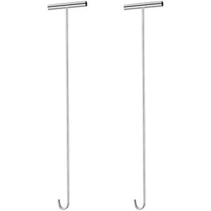 Zonon 1 Pack 31" 5th Wheel Pin Puller Solid Steel Chrome Plated Fifth Wheel Pin Puller Heavy Duty Portable Type Lifting Hooks for Pulling Storm Drain Manhole Covers, J Hook