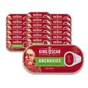 King Oscar Anchovies Fillets in Olive Oil, 2 Ounce Cans (Pack of 18), Wild Caught Canned Anchovies (EXP 12/07/26)