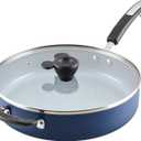 Farberware Disney Bon Voyage Ceramic Nonstick Saute Pan/Frying Pan with Lid and Helper Handle, 4.5 Quart Sauteuse Pan - Blue