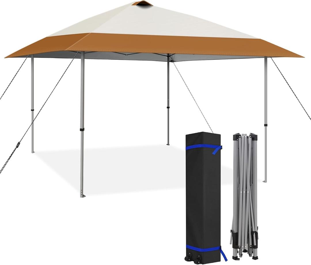 HYPER VENTURE 13x13ft Pop Up Canopy Tent with One Push Setup, Brown