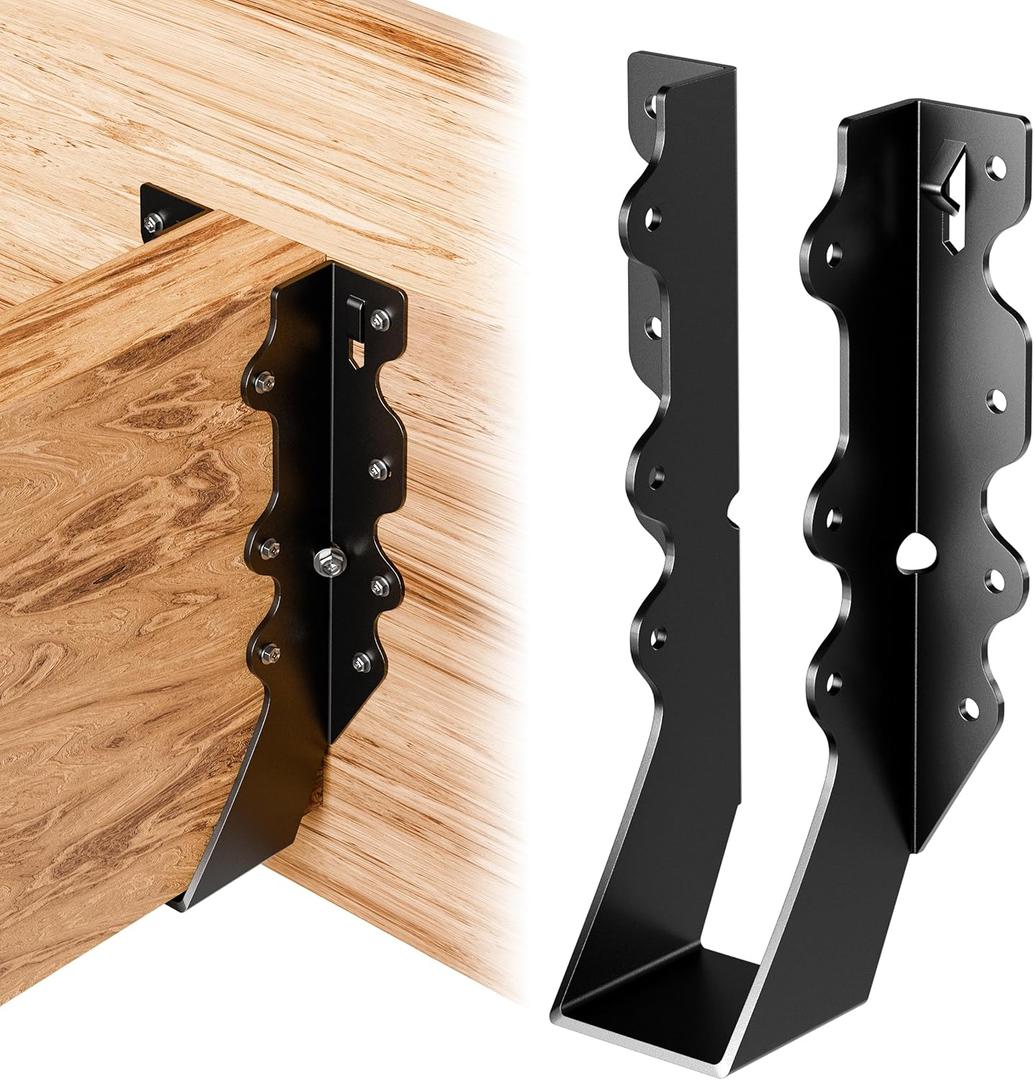 25 Pcs Black Joist Hangers 2x8, Rafter Brackets , Hurricane Straps for 2x8 Face Mount Joist Hangers or Shed/Barn/Coop/Porch/Truss/Decks, Structurally Sound and Aesthetically Pleasing