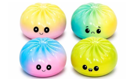 Dumpling Squishies, Random Mystery Glitter Dumpling Squishies Toy, Colorful Stress Balls Fidget Sensory Toy Desk Toys for Stress Relief for Adults (Random 4 Colors)