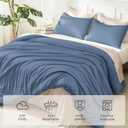 Litanika Haze Blue California King Comforter Set, 3 Pieces Solid Bedding