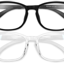 Gaoye Stylish Blue Light Glasses for Woman - Computer Glasses up to 99% Blue Light Blocking - Lightweight Frames - 2 pack (A1 Matte Black+transparent)