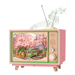 Rolife 3D Wooden Puzzles for Adults DIY Book Nook Kit 16" Japanese Cherry Blossom Music Box Toy Building Set Home Decor Gifts for Girls Boys Adults (Sakura Dreamy Tour)
