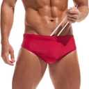Men Swimwear Swimming Briefs Bikini Boxer Trunks Swimsuits Bathing Suits (Red2, XL)