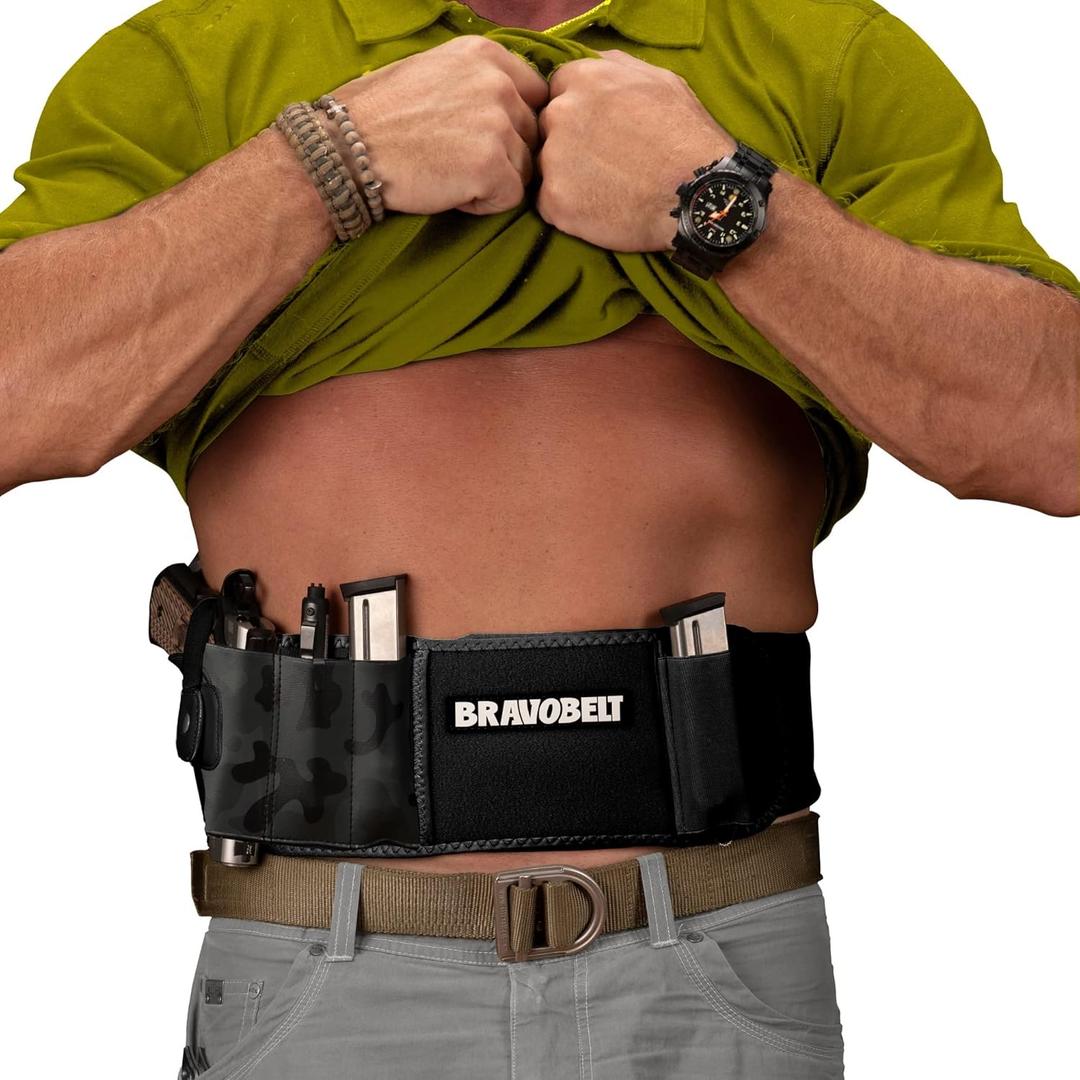 BRAVOBELT Belly Band Holster - by BRAVOBELT Athletic Performance Holster for Running, Jogging, Hiking - G17-43 S&W M&P 40 Shield | for Men & Women (XL - 45" - 55" Belly)