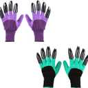 Claw Gardening Gloves for Planting, Garden Glove Claws for Women (Green and Purple)