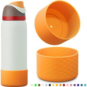 3 x yoelike 2 PCS Wave Silicone Water Bottle Boot for Owala, Anti-Slip Protective Sleeve for FreeSip/Twist/Flip, Watter Bottle Accessories, Bottom Bumper Cover, Dishwasher Safe, BPA Free (40 Ounces, orange)