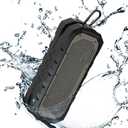 Outdoor Waterproof Wireless Bluetooth Speaker with Stereo Sound & Deep Bass, 15H Playtime, USB/AUX/TWS Pairing, Hands-Free Calling for Camping, Travel, Home (Black)