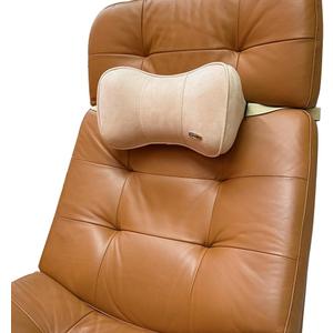 Carwales Car Neck Cushion Recliner Headrest Pillow for Office Chair Couch Memory Foam Lower Back Support Lumbar Pain Relief Ergonomic Design Extension Adjustable Strap Fits Driving Car Tan 1 Pack