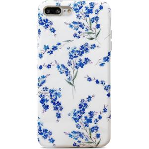 J.west Floral iPhone 8 Plus & iPhone 7 Plus Case 5.5", Soft TPU Flower Pattern Design, Shockproof Bumper for Women & Girls Blue