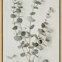 Kate and Laurel Eucalyptus Botanical I Framed Linen Textured Canvas Wall Art by The Creative Bunch Studio, 18x40 Panel Natural, Decorative Plant Décor