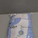 YOZLY House Dress Womens Embroidered Housecoat Short Sleeve Duster Robe with Pockets Plaid Blue, XXX-Large