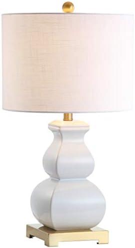JONATHAN Y JYL3049B Vienna 25.5" Ceramic LED Table Lamp Contemporary Transitional Bedside Desk Nightstand for Bedroom Living Room Office College Bookcase LED Bulb Included, White/Gold
