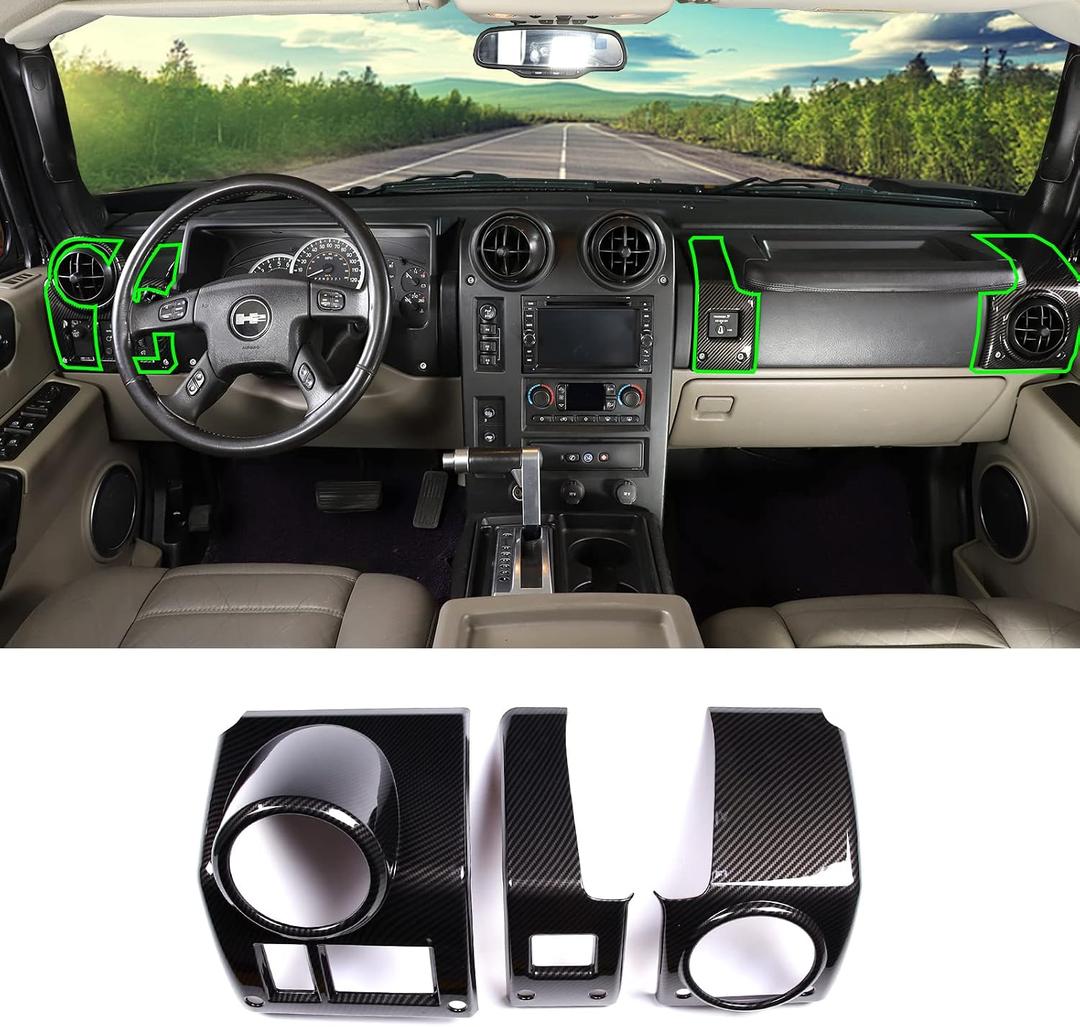 PIUGILH Fit for Hummer H2 2003-2007 Car Dashboard Side Air Vent Cover Frame Decor,Central Side Dashboard Air Vent AC Outlet Cover Car Interior (Carbon Fiber Pattern)