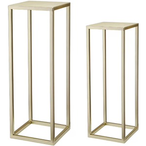 Gold Plant Stand Indoor Pack of 2, No Assembly Required Metal Pedestal Flower Stand, Upgraded 0.6" Heavy Duty Column Table for Wedding Centerpieces, Living Room Modern Flowerpot Holder Rack