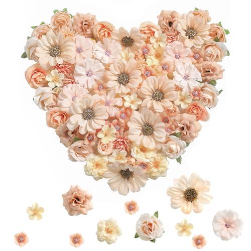 Serra Flora Faux Flower Heads Mini Artificial Flower Heads Fake Flowers Multicolor Small Silk Daisy Peony Flower Heads for Craft Garland Wedding Party DIY Home Decoration