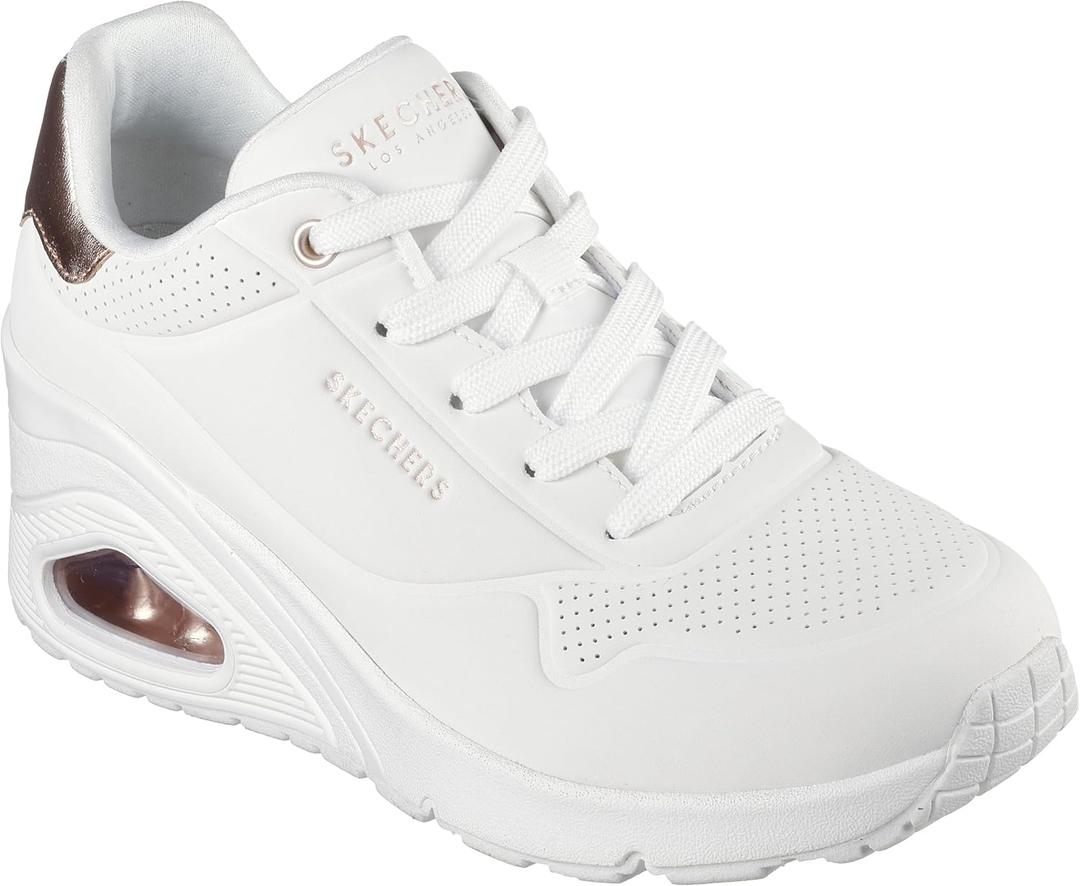 Skechers Women's Uno Wedge - Hi Steps Sneakers (9 Wide, White)