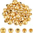 UNICRAFTALE 50Pcs 5 Sizes Stainless Steel Round Memory Wire Cord End Golden Half Drilled Beads Ball End for DIY Necklace Bracelet Jewelry Making