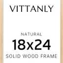 Vittanly 18x24 Picture Frame, Solid Wood Frame with Plexiglass, Includes 16x20 Mat, Wall Hanging for Photos, Home Decor, Natural, 1 Pack