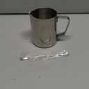 Milk Frothing Pitcher, 12oz Stainless Steel Milk Frother Cup Steaming Pitcher, Coffee Bar Cappuccino Espresso Machine Accessories Barista Tools, Metal Pitcher Milk Jug with Decorating Latte Art Pen (A0 Silver)