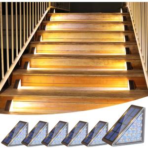 VOLISUN Solar Step Lights Outdoor Waterproof, LED Outdoor Stair Lights, Solar Step Light for Outside, Deck Light Decor for Stair, Front Porch and Patio(Brown,6 Pack)