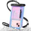 IP68 Large Floating Waterproof Phone Pouch, Water Proof Cell Phone Dry Bag, Waterproof Phone Case for iPhone Galaxy Google, Purple (Up to 7")
