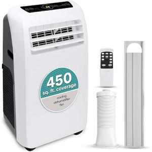 SereneLife Small Air Conditioner Portable 10,000 BTU with Built-in Dehumidifier - Portable AC unit for rooms up to 450 sq ft - Remote Control, Window Mount Exhaust Kit