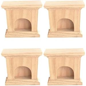 Zerodeko 3PCS Dollhouse Mini Wood Fireplace 1/12 Scale, Miniature Fireplace Furniture Model Prop, Miniature Dollhouse Furniture Accessories Decor