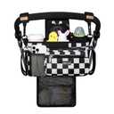 TOPDesign Universal Baby Stroller Organizer, Stroller Caddy with Detachable Mesh Bag & Heightened Insulated Cup Holders & Non-Slip Secure Hooks Accessories, Fits Most Strollers (Checkerboard)
