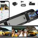 Aprilboy 3 Channel Mirror Dash Camera for Cars, 10" Triple Rear View Mirror with Front 4K/3K, Inside and Rear 1080P with WiFi, G-Sensor, Night Vision, Reverse Assist, Parking Monitoring