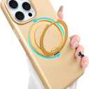 ankofave Magnetic for iPhone 15 Pro Max Phone Case with 360 Spin Stand, Matte Luxury Metallic Luster, 3.0 mm Thick Protection Hard PC Scratch-Resistant Case for iPhone 15 Pro Max 6.7", Champagne Gold