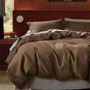 Bedsure Cotton Duvet Cover Set - 100% Cotton Waffle Weave Brown Duvet Cover California King, GentleSoft™ and Breathable Cal King Bedding Set for All Season, 3 Pieces, 104"x98"