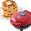 Dash Mini Waffle Maker- Compact Electric Iron for Creative Homemade Treats - Nonstick Surface - Easy-to-Clean - Perfect for Kids & Families - Red, 