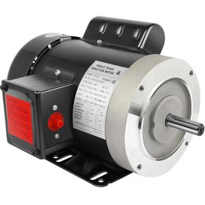 1 HP Electric Motor,1750RPM General Purpose Single Phase Motor 56C Frame 13.6/6.8A 115/230V TEFC CW/CCW