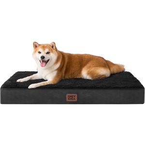 EHEYCIGA Orthopedic Dog Beds for Large Dogs with Removable Washable Cover for Crate, Black, 35x23