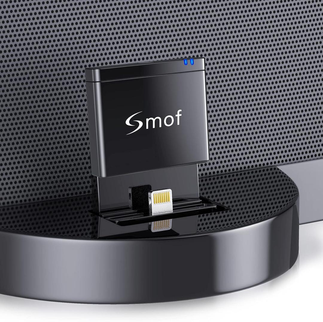Smof 8 Pin Bluetooth Adapter Receiver Only for Bose Sounddock III/XT, Philips DS1155B/93, Philips AJ7260D/93, JBL MS302GM, Yamaha TSX-14, iHome IPL8BN, Zeppelin Air C Bowers Wilkons, RSR DS406BT